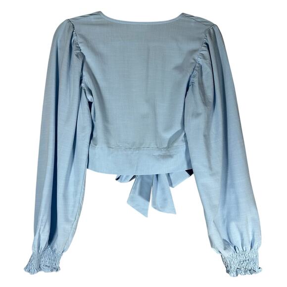 Superdown Victoria Top NWT Sz S Cropped Tie Front Long Balloon Sleeve Revolve - Picture 2 of 8